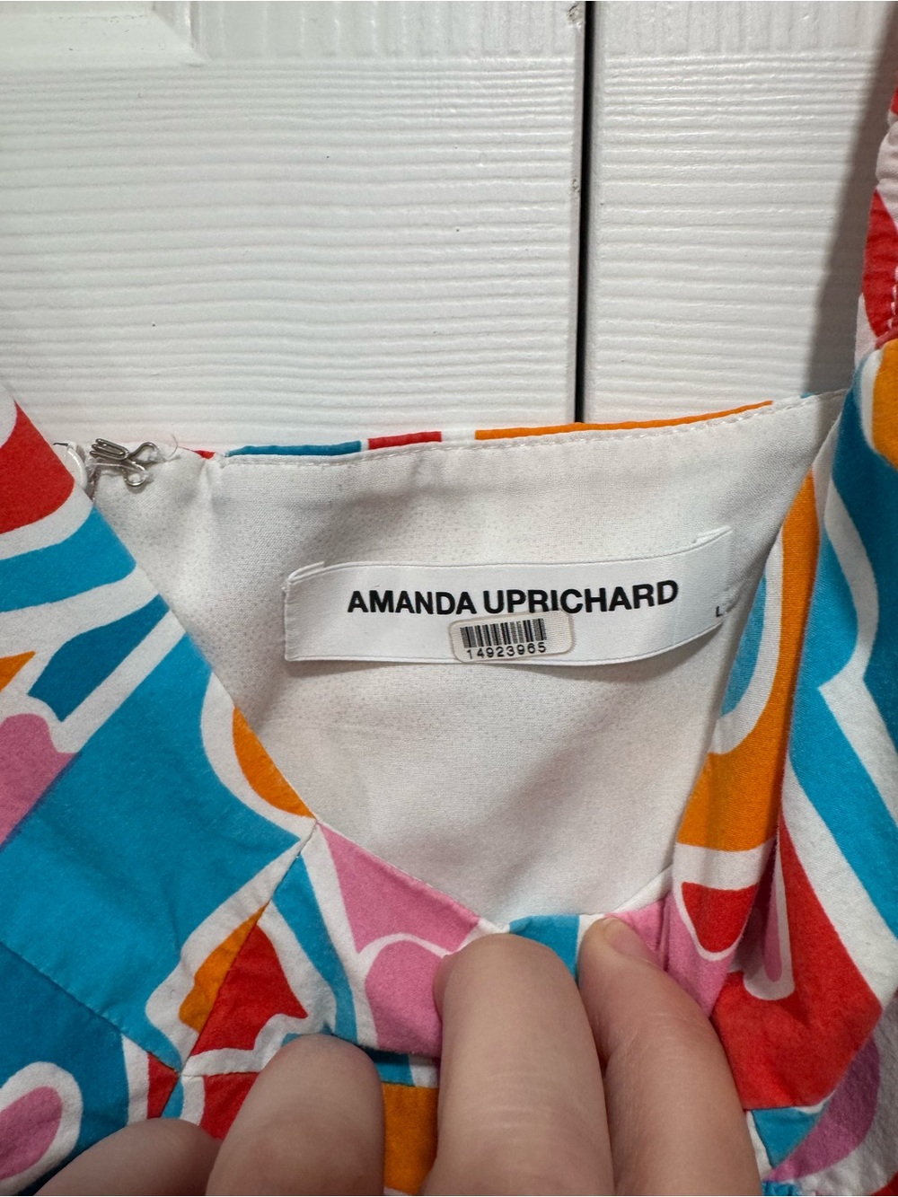 Amanda Uprichard Pink Teal Orange Puff Sleeve Babydoll Mini Dress L - Picture 2 of 2
